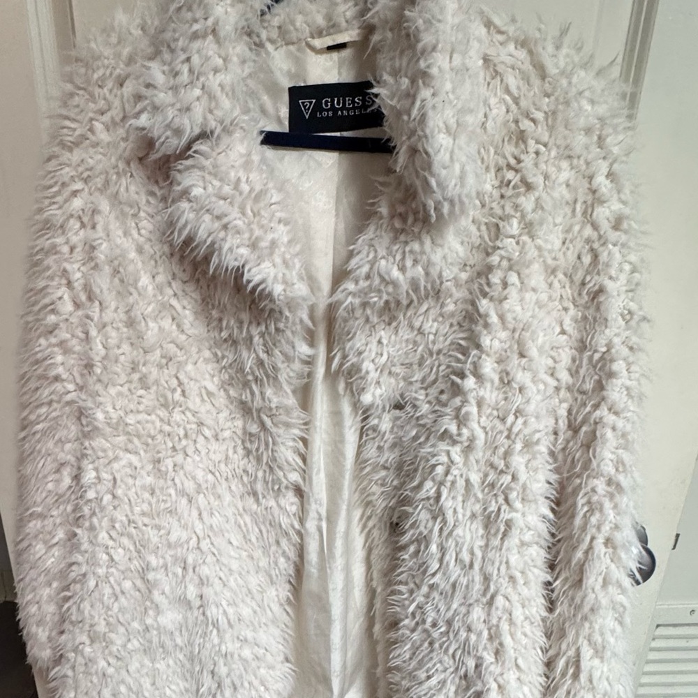 GUESS Women's Cream Teddy Jacket